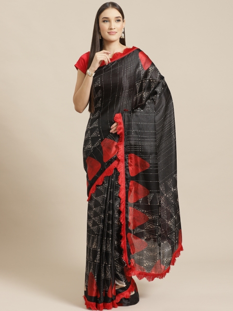 

Tikhi Imli Black & White Batik Printed Saree