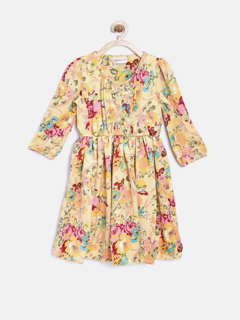 

Peppermint Girls Yellow Polyester Floral Print Fit & Flare Dress