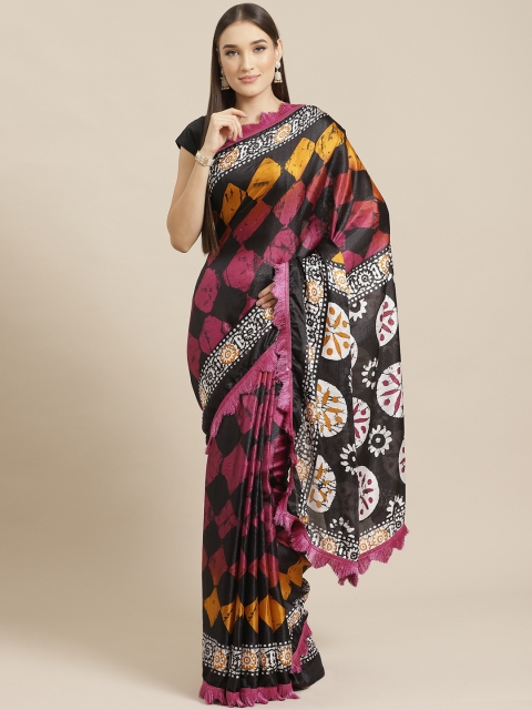 

Tikhi Imli Black & Pink Printed Saree