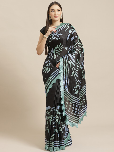 

Tikhi Imli Black & Green Batik Printed Saree