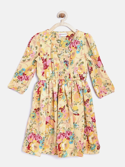 

Peppermint Girls Yellow Polyester Floral Print Fit & Flare Dress