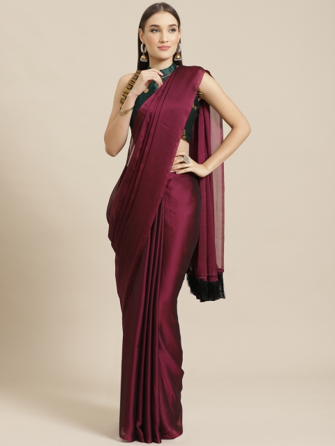 

Tikhi Imli Burgundy Solid Saree