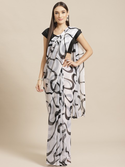 

Tikhi Imli White & Black Printed Saree