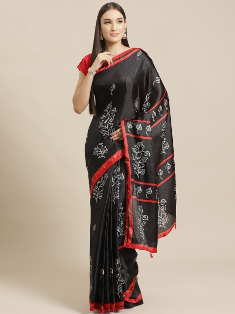 

Tikhi Imli Black & White Kutchi Mirror Work Printed Saree