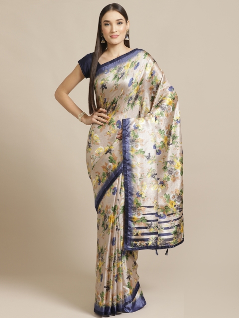 

Tikhi Imli Beige & Blue Floral Printed Saree