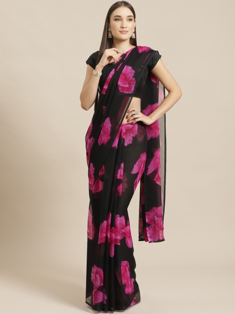 

Tikhi Imli Black & Pink Floral Printed Saree