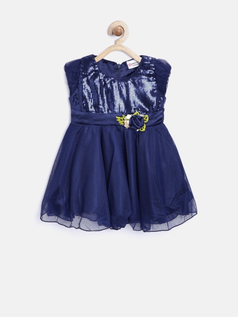 

Peppermint Girls Navy Polyester Sequinned Fit & Flare Dress, Navy blue