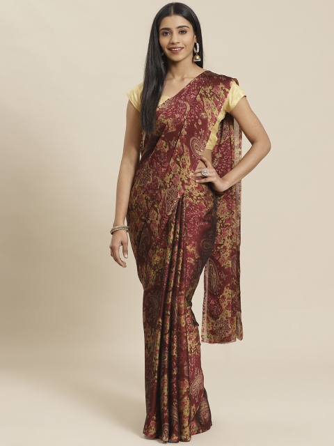 

Tikhi Imli Burgundy & Green Printed Saree
