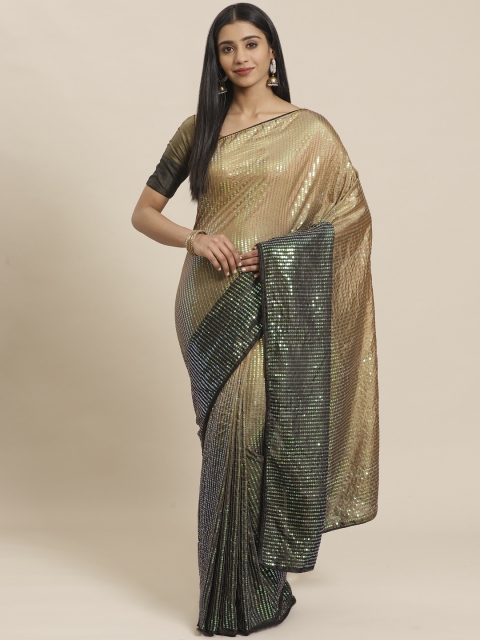 

Tikhi Imli Olive Green & Beige Embellished Celebrity Saree