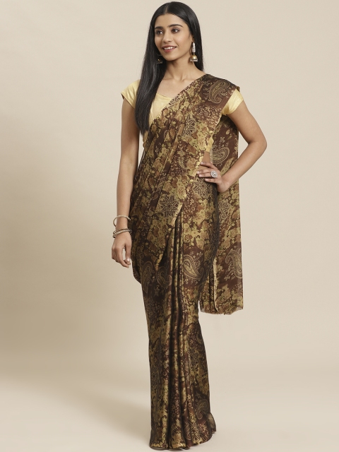 

Tikhi Imli Brown & Green Floral Print Saree