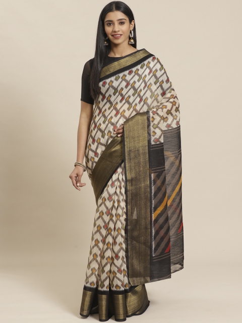 

Tikhi Imli Black & White Geometric Print Saree