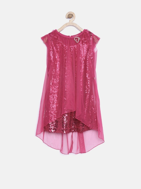 

Peppermint Girls Pink Sequinned Net A-Line Dress