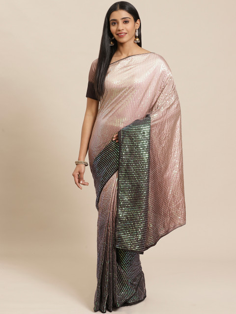 

Tikhi Imli Taupe & Cream-Coloured Embellished Celebrity Saree