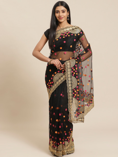 

Tikhi Imli Black & Golden Net Embellished Saree