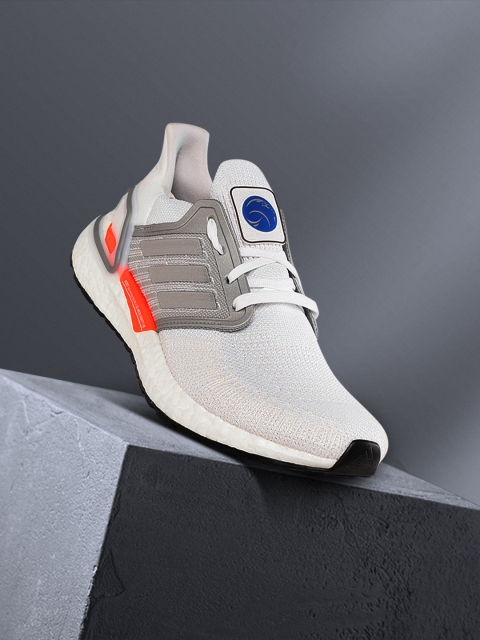 

ADIDAS Women White & Grey Woven Design Ultraboost 20 DNA Running Shoes