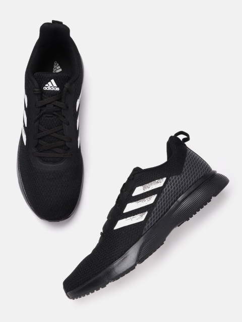 

ADIDAS Men Black & White Woven Design Saazm Running Non-Marking Shoes
