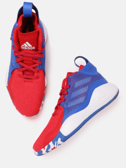

ADIDAS Unisex Red & Blue Colourblocked D Rose 773 2020 Basketball Shoes