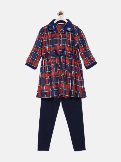 

Peppermint Girls Navy & Red Checked Clothing Set, Navy blue