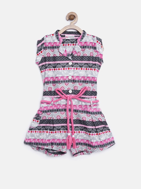 

Peppermint Girls Pink & Grey Printed Playsuit