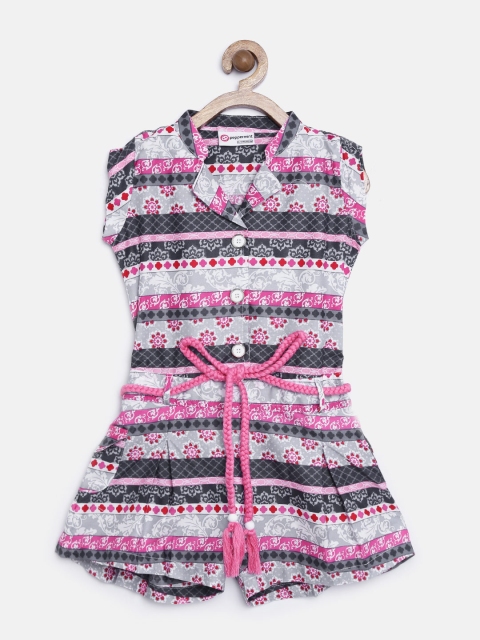 

Peppermint Girls Pink & Grey Printed Playsuit