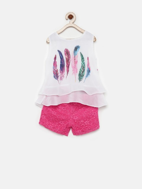 

Peppermint Girls White & Pink Printed Clothing Set