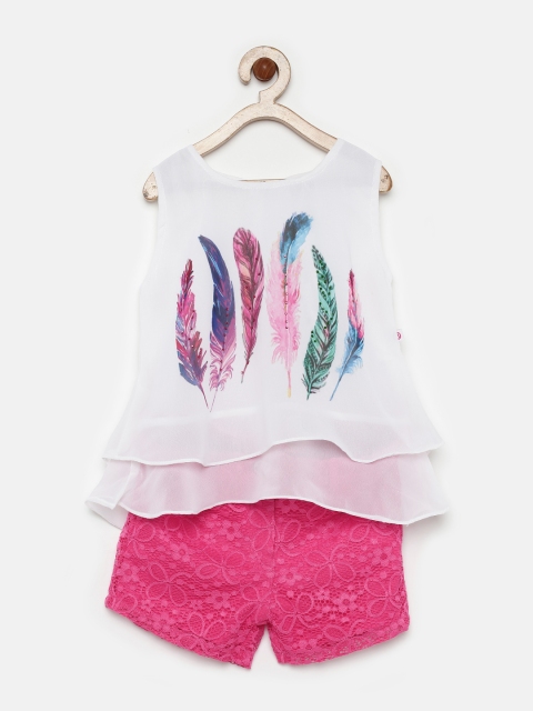 

Peppermint Girls White & Pink Printed Clothing Set