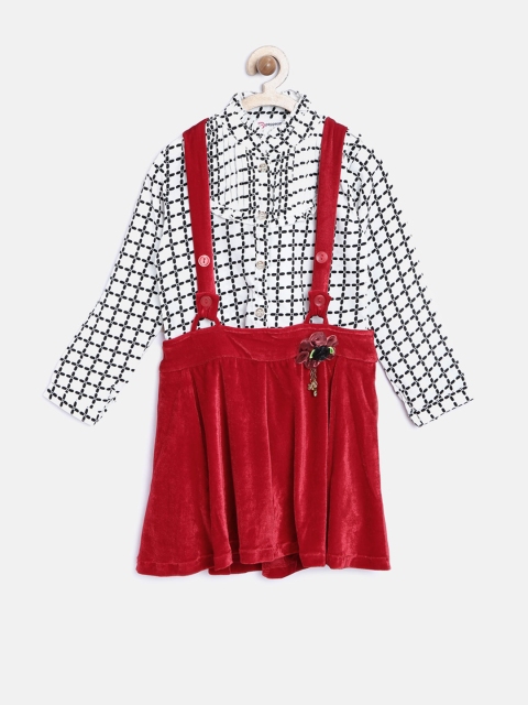 

Peppermint Girls White & Red Printed Clothing Set