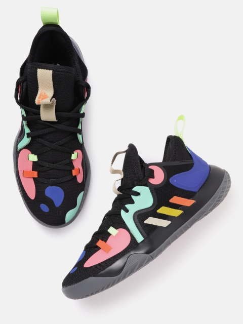 

ADIDAS Unisex Black Woven Design Harden Stepback 2 Basketball Shoes