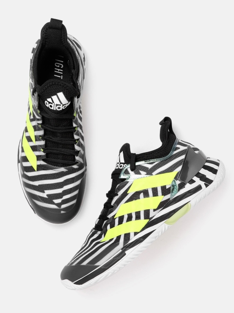 

ADIDAS Men Black & White Geometric Print Adizero Ubersonic 4 Tennis Shoes
