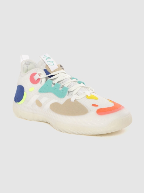 

ADIDAS Unisex White & Beige Colourblocked Harden Vol. 5 Basketball Shoes
