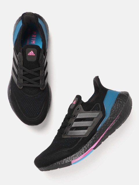 

ADIDAS Men Black Woven Design Ultraboost 21 Running Shoes