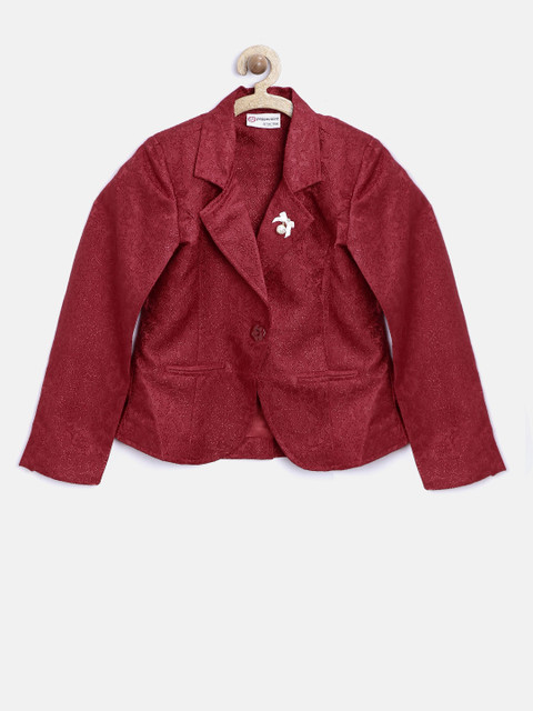 

Peppermint Girls Maroon Embroidered Coat
