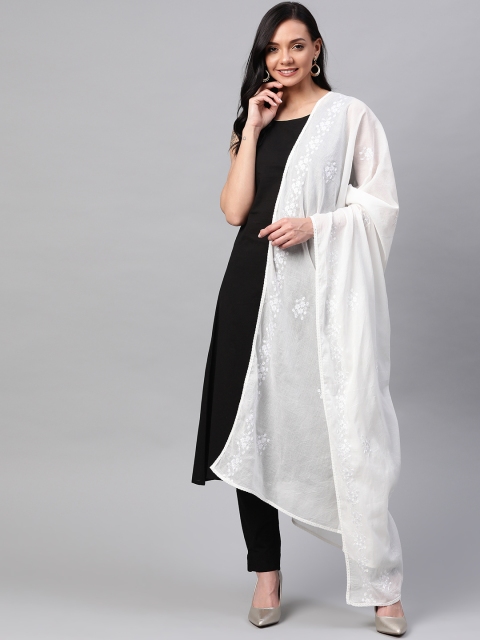

Biba White Chikankari Embroidered Dupatta