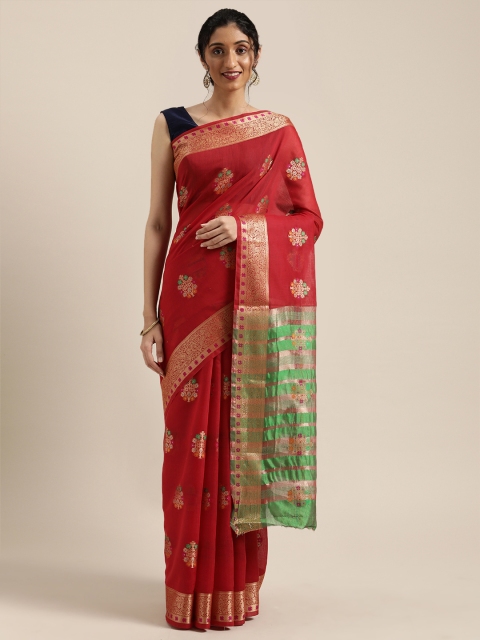 

Saree Swarg Red & Gold-Toned Woven Design Banarasi Saree