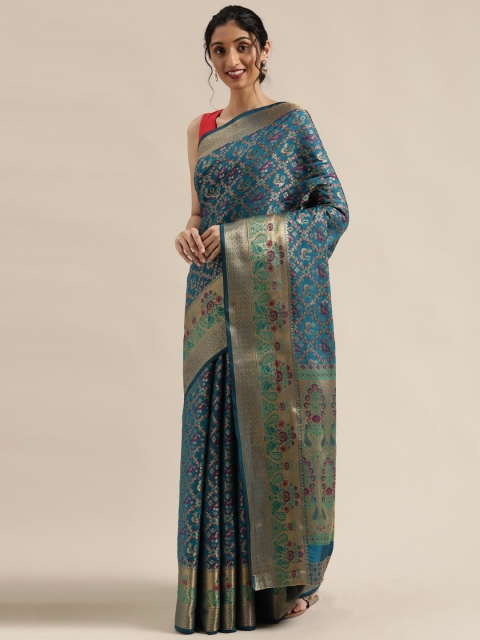 

Saree Swarg Blue & Purple Woven Design Banarasi Saree