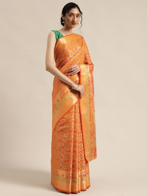 

Saree Swarg Orange & Pink Woven Design Banarasi Saree