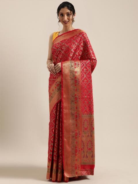 

Saree Swarg Red & Gold-Toned Woven Design Banarasi Saree