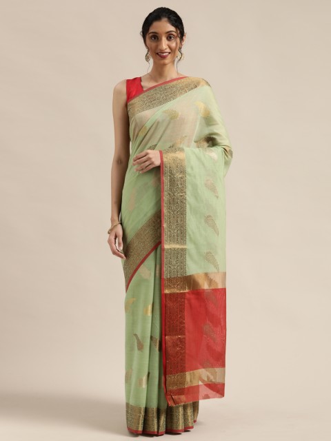 

Saree Swarg Green & Golden Woven Design Banarasi Saree