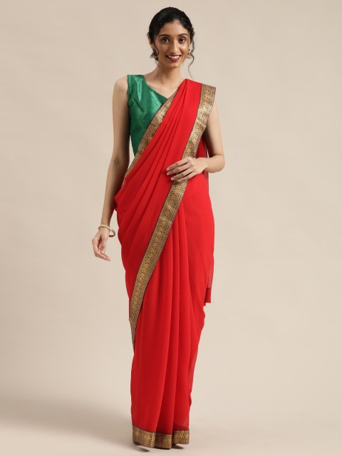 

Saree Swarg Red Solid Saree