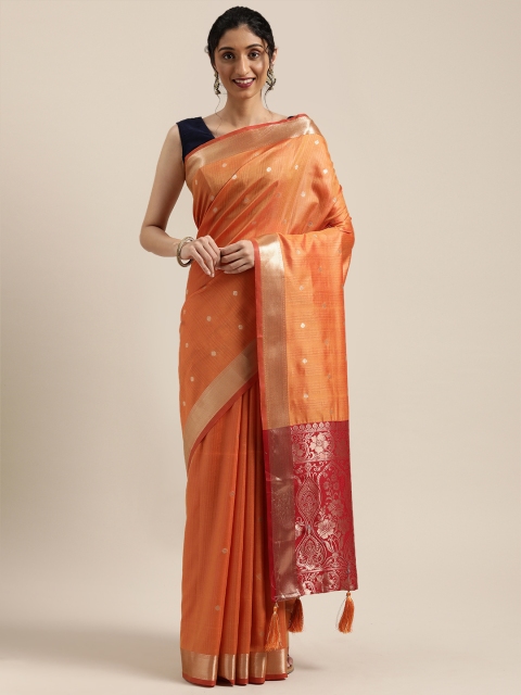 

Saree Swarg Orange Woven Design Banarasi Saree