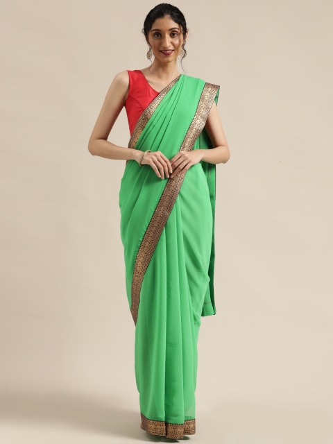 

Saree Swarg Green Solid Saree