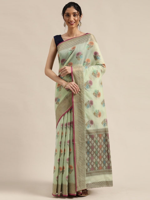

Saree Swarg Green & Orange Woven Design Banarasi Saree