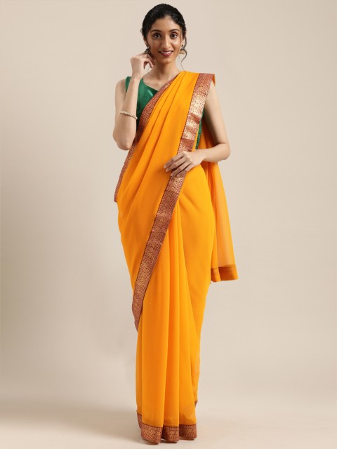 

Saree Swarg Mustard Yellow Solid Saree