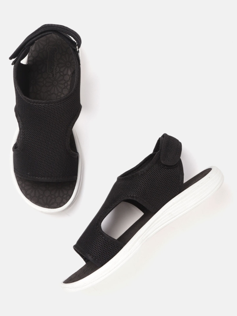

Roadster Women Black Self-Design Sports Sandals with Cut-Outs
