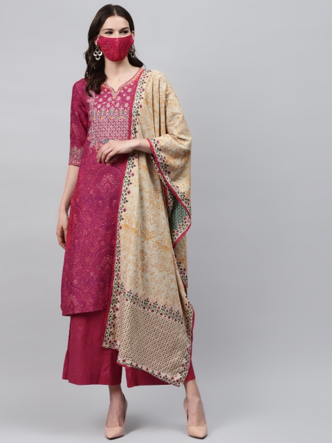 

Biba Women Pink Printed Pure Cotton Kurta Set