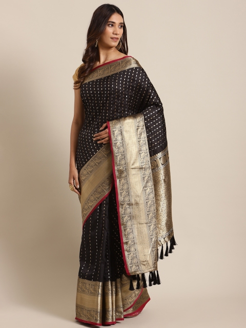

VASTRANAND Black & Golden Woven Design Banarasi Saree