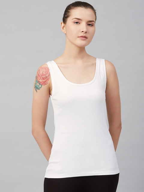 

Marks & Spencer Women White Solid Pure Cotton Knitted Lounge Tank Top