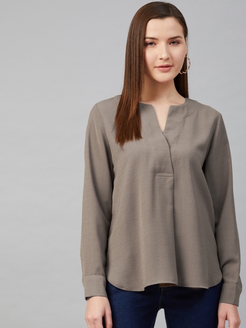 

Marks & Spencer Women Taupe Solid High-Low Top