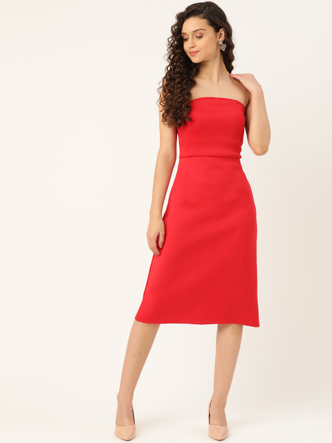 

DODO & MOA Women Red Solid A-Line Dress