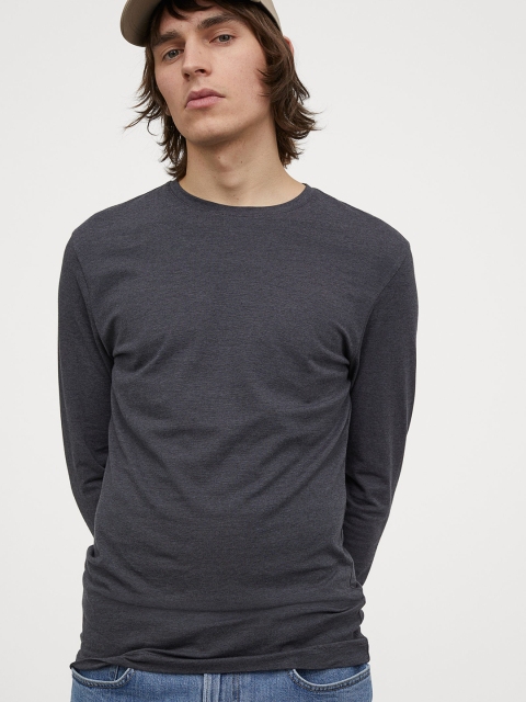 

H&M Men Grey Sweatshirt Slim Fit